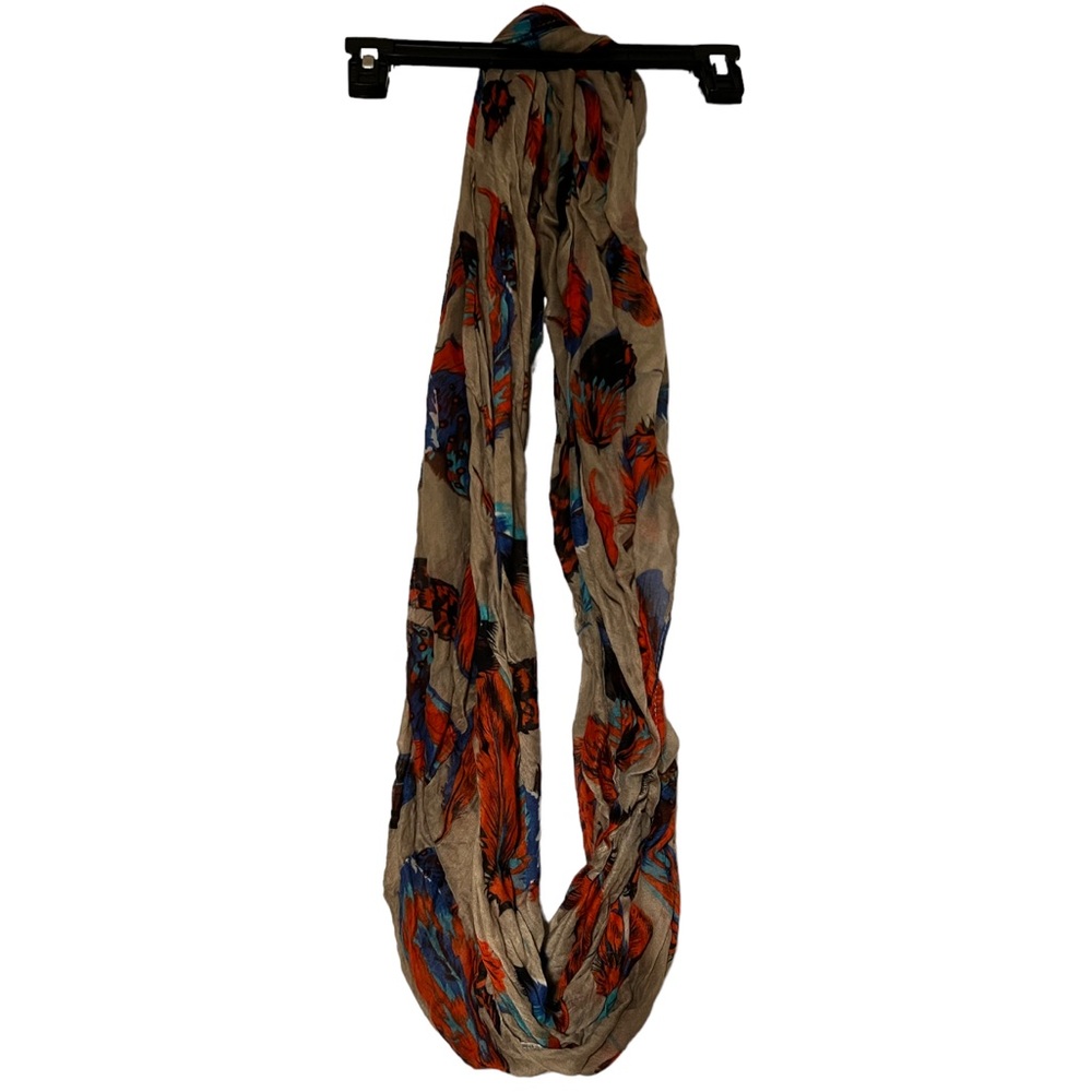 Feather pattern infinity scarf
